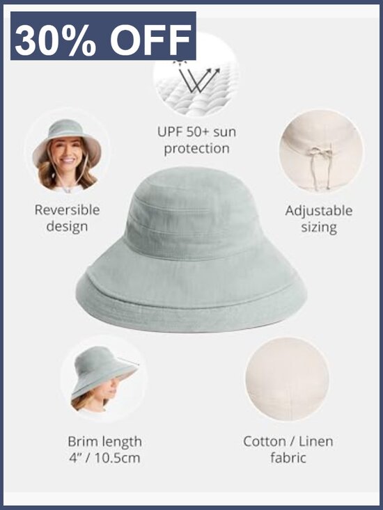 Women\'s UPF 50+ Sun Hat Packable Reversible Wide Brim Adjustable Drawstring